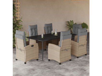 vidaXL 7dílný zahradní jídelní set s poduškami mix béžové polyratan
