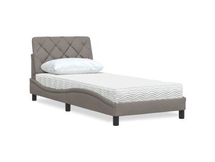 vidaXL Postel s matrací taupe 90 x 190 cm textil