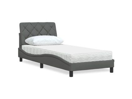 vidaXL Postel s matrací tmavě šedá 90 x 190 cm textil