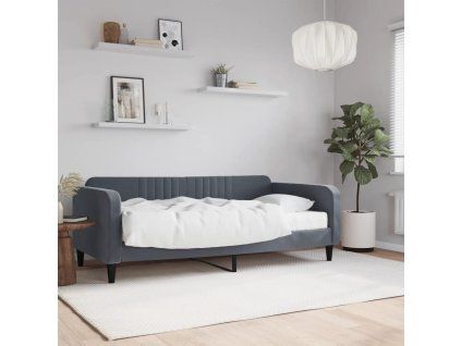 vidaXL Válenda s matrací tmavě šedá 90 x 190 cm samet