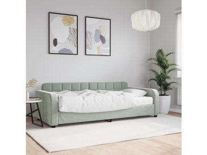 vidaXL Válenda s matrací světle šedá 90 x 190 cm samet
