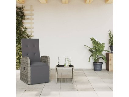 vidaXL 2dílný zahradní jídelní set s poduškami šedý polyratan