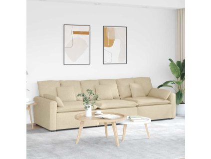 vidaXL Modulární pohovka s polštáři krémová