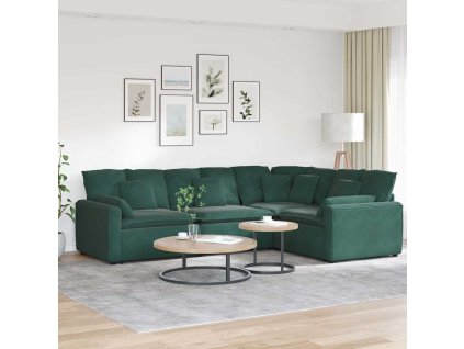 vidaXL Modulární pohovka s polštáři samet tmavě zelená