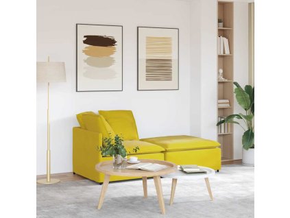 vidaXL Modulární pohovka s podnožkou&polštáře žlutá samet