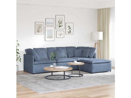 vidaXL Modulární pohovka s podnožkou&polštáře modrá