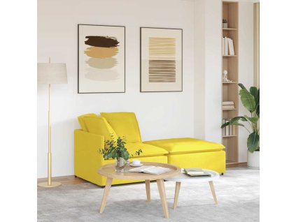 vidaXL Modulární pohovka s podnožkou&polštáře světle žlutá látka