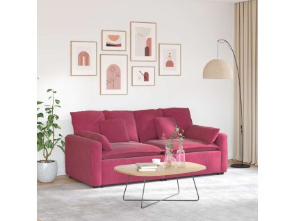 vidaXL Modulární pohovka s polštáři vínově červená