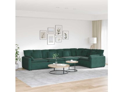 vidaXL Modulární pohovka s polštáři samet tmavě zelená