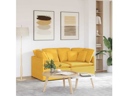 vidaXL Modulární pohovka s polštáři manšestrová tkanina světle žlutá