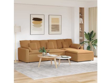 vidaXL Modulární pohovka s podnožkou a polštáři béžová