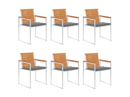 vidaXL Zahradní židle 6 ks s poduškami masivní akáciové dřevo