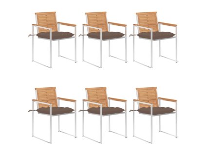 vidaXL Zahradní židle 6 ks s poduškami masivní teakové dřevo