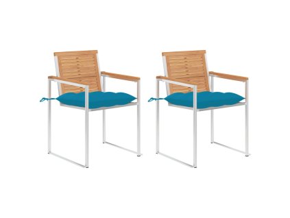 vidaXL Zahradní židle s poduškami 2 ks masivní teakové dřevo a ocel