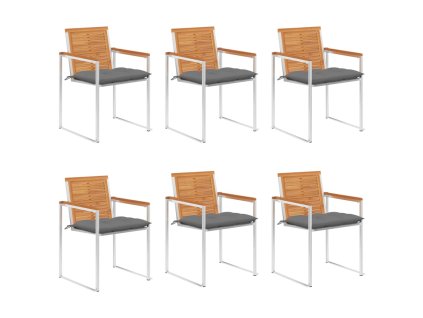 vidaXL Zahradní židle 6 ks s poduškami masivní akáciové dřevo