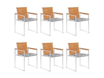 vidaXL Zahradní židle 6 ks s poduškami masivní akáciové dřevo