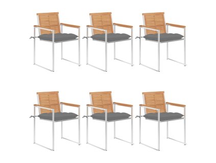 vidaXL Zahradní židle 6 ks s poduškami masivní teakové dřevo