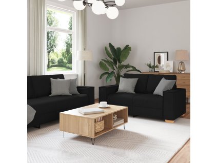 vidaXL Set pohovek 3 pcs Černá textil