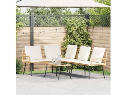vidaXL Sada zahradních pohovek s polštářem 2 pcs Přírodní polyratan