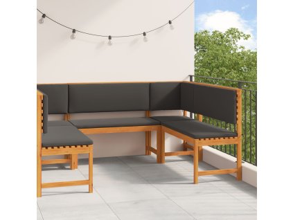 vidaXL Sada zahradních laviček 5 pcs Hnědá Masivní akátové dřevo