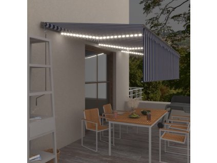 vidaXL Automatická markýza roleta LED senzor větru 6x3 m modrá a bílá