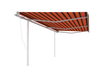 vidaXL Automatická zatahovací markýza se sloupky 6 x 3 m oranžovohnědá