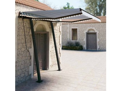 vidaXL Ručně zatahovací markýza s LED světlem 3 x 2,5 m modrá a bílá