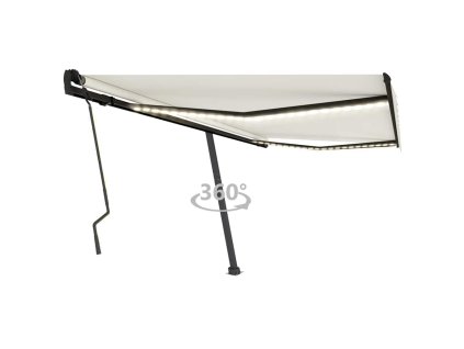 vidaXL Ručně zatahovací markýza s LED světlem 400 x 300 cm krémová