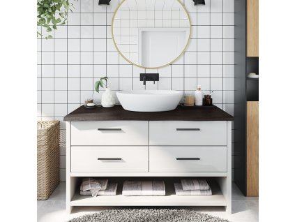vidaXL Koupelnová deska tmavě hnědá 100x50x(2-4) cm ošetřený masivní