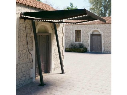 vidaXL Ručně zatahovací markýza s LED světlem 3,5 x 2,5 m antracitová