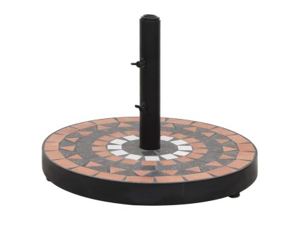 vidaXL Základ na slunečník terakotová a bílá kulatá 12 kg