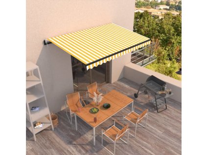 vidaXL Automatická zatahovací markýza 450 x 350 cm žlutobílá