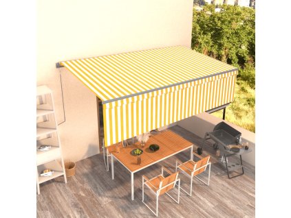 vidaXL Automatická zatahovací markýza s roletou 5 x 3 m žlutobílá