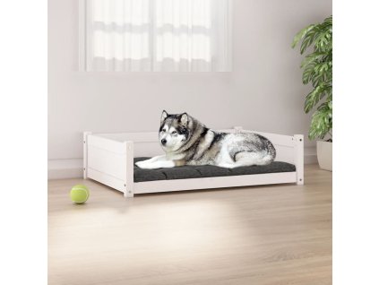 vidaXL Pelíšek pro psy bílý 105,5 x 75,5 x 28 cm masivní borovice