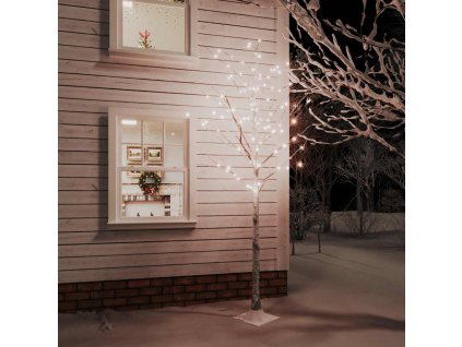 vidaXL Bílá bříza 128 teplých bílých LED diod 220 cm