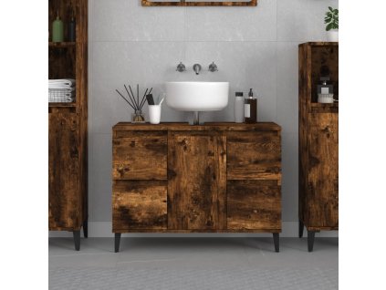 vidaXL Skříňka pod umyvadlo kouřový dub 80x33x60 cm kompozitní dřevo