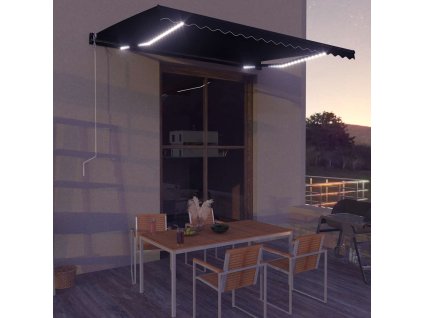 vidaXL Ručně zatahovací markýza s LED světlem 450 x 300 cm antracitová