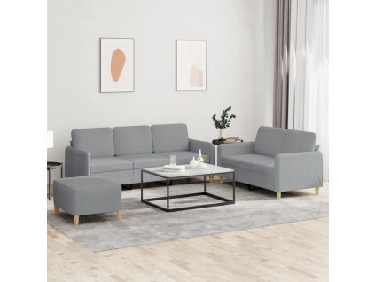 vidaXL 3dílná sedací souprava s poduškami světle šedá textil