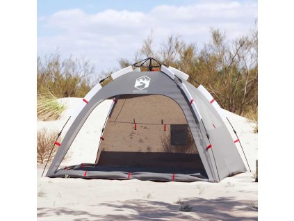 vidaXL Plážový stan 2 osoby šedý rychloupínací nepromokavý