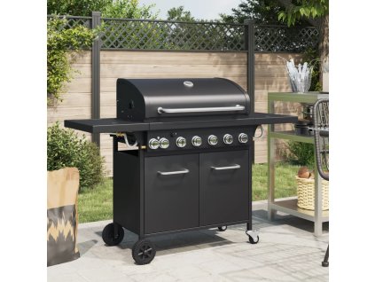 vidaXL Plynový gril se 7 hořáky černý ocel s práškovým nástřikem
