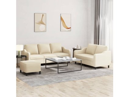 vidaXL 3dílná sedací souprava s poduškami krémová textil