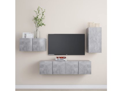 vidaXL 4dílný set TV skříněk betonově šedý kompozitní dřevo