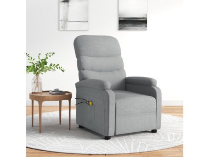 vidaXL Elektrické masážní křeslo světle šedé textil
