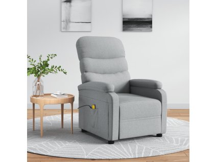 vidaXL Masážní křeslo světle šedé textil