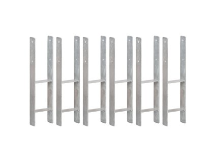 vidaXL Plotové kotvy 6 ks stříbrné 14 x 6 x 60 cm pozinkovaná ocel