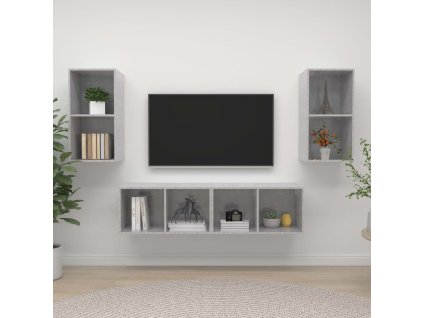 vidaXL Nástěnné TV skříňky 4 ks betonově šedé kompozitní dřevo