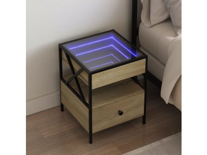 vidaXL Noční stolek s Infinity LED dub sonoma 40 x 40 x 51 cm
