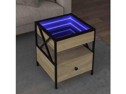 vidaXL Konferenční stolek s Infinity LED dub sonoma 40 x 40 x 51 cm