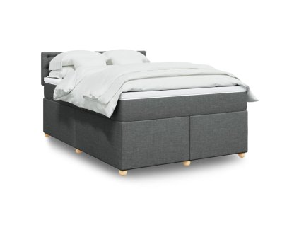 vidaXL Box spring postel s matrací tmavě šedý 140 x 190 cm textil