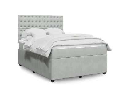 vidaXL Box spring postel s matrací světle šedá 140x190 cm samet